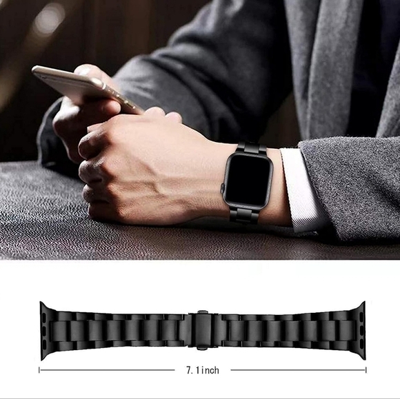 Black Stainless Steel Apple Watch iwatch Band 45mm - Picture 5 of 10